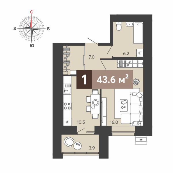 Однокомнатная